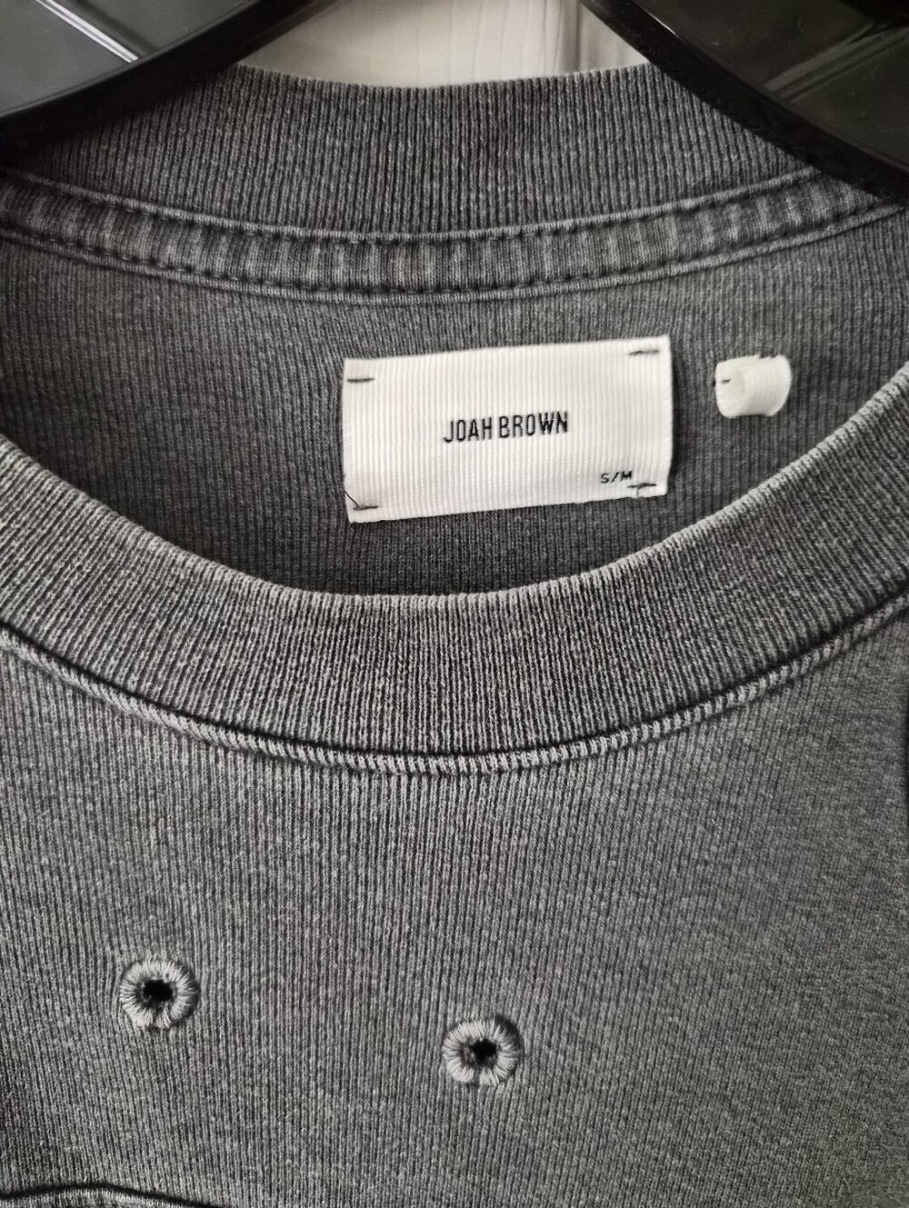 Joah Brown Vintage Panel L/S Oversized Tee Washed Black Cotton S/M RUNS BIG - Picture 4 of 7